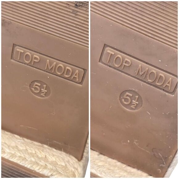 Top Moda Women's 5.5 Ivory Cream Espadrille Chunky Heel Mules Sandals - Picture 14 of 16